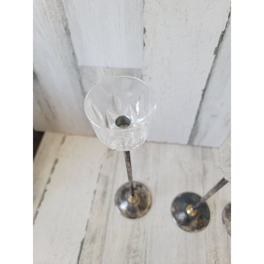 Landes crystal Italy brass candle holder set home decor - Picture 5 of 10